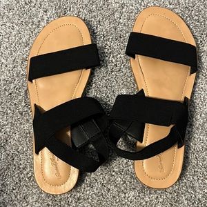 Elastic two strap sandals